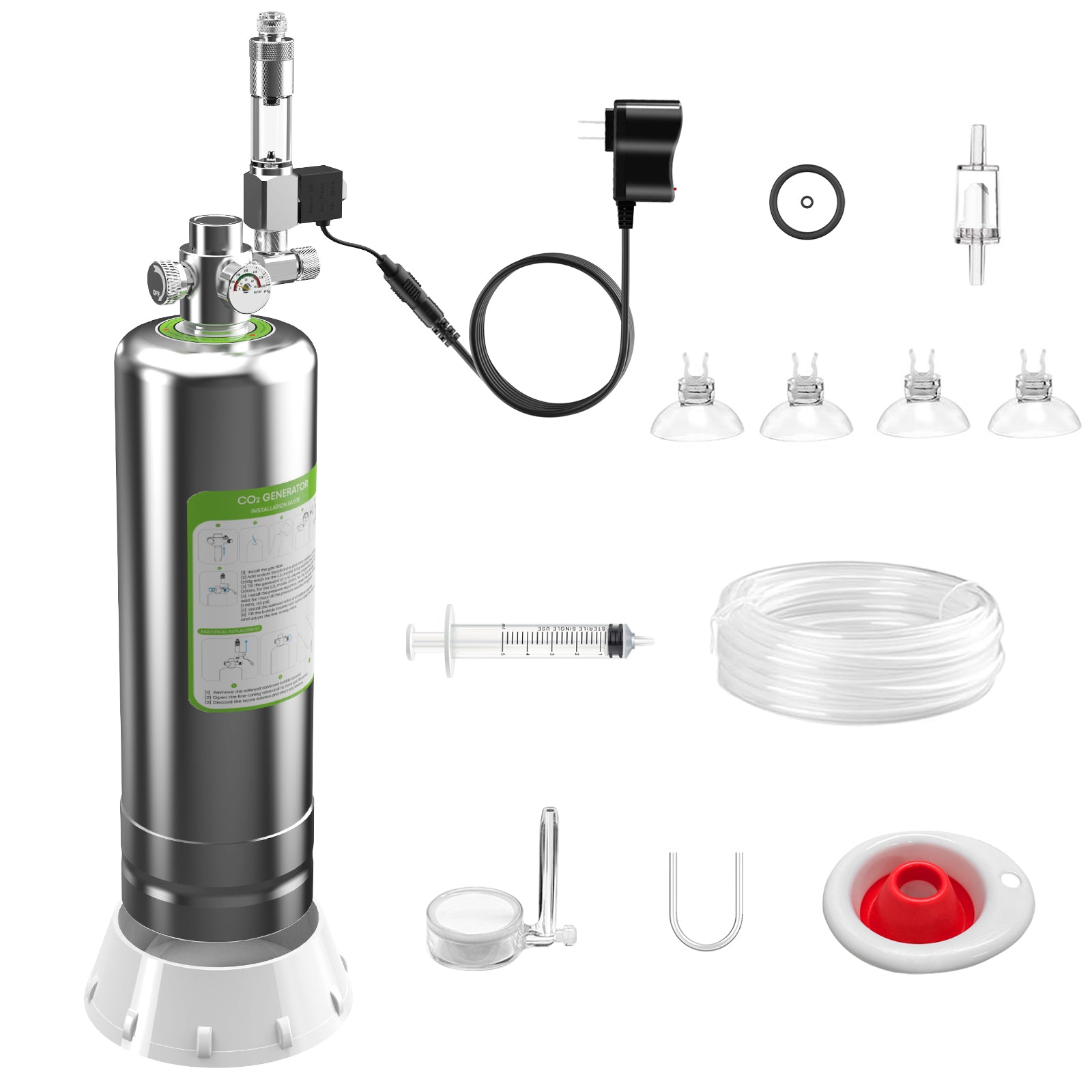 FZONE Aquarium CO₂ Generator Kit | 2.5–5L Stainless Steel Bottle