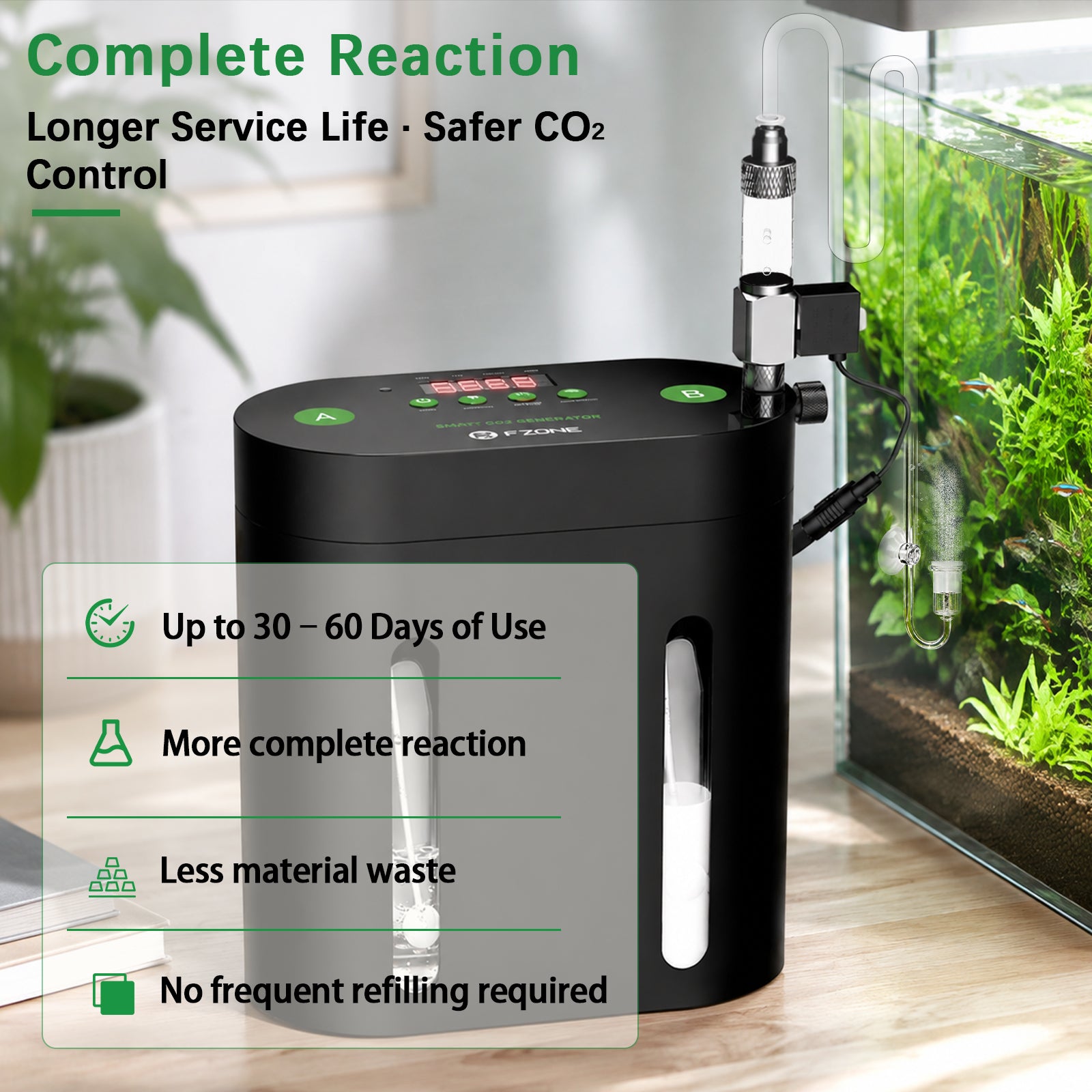 Aquarium CO₂ Generator Kit, Smart Dual-Chamber System for Plant