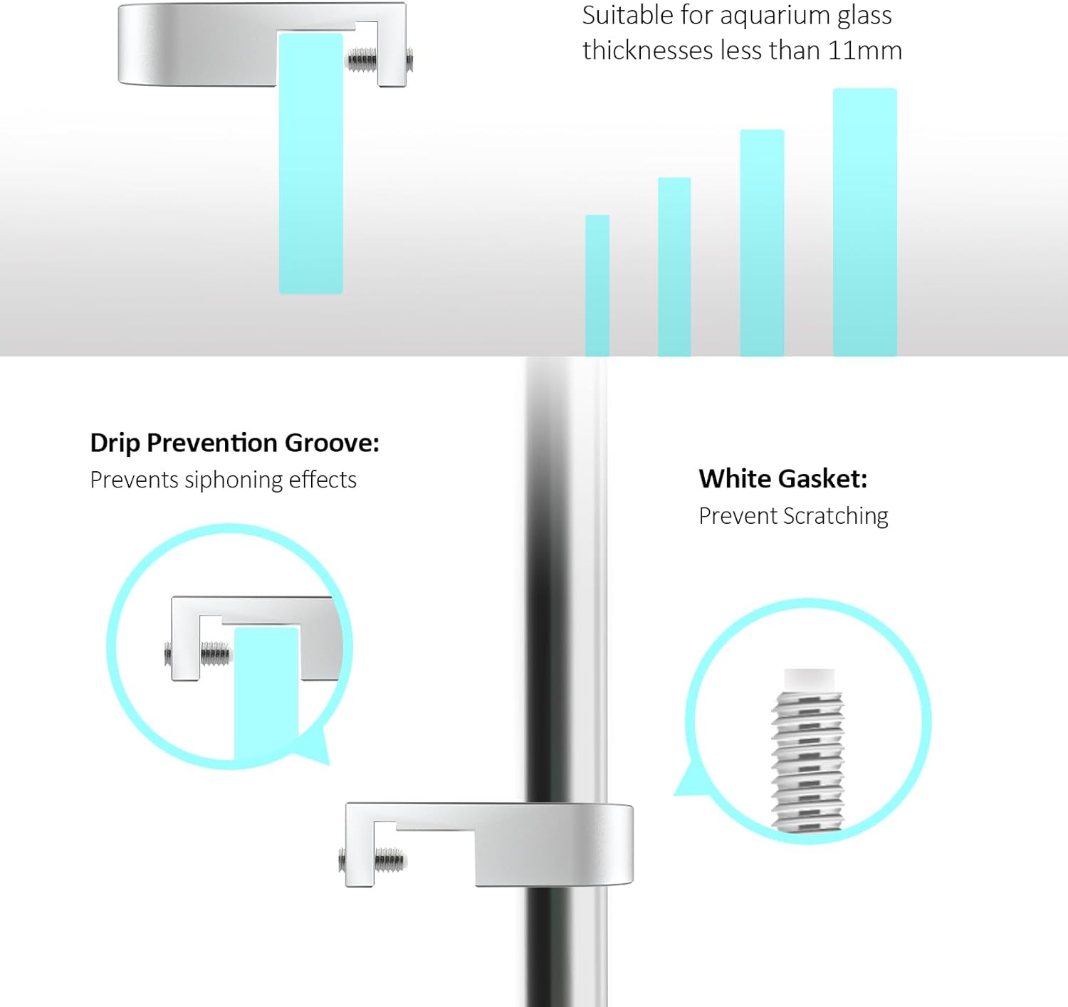 thumbnail interactive-video image 1 of FZONE Mini Aquarium Fixing Clamp, Aluminum Alloy Holder For Rimless Aquariums Fasten Water Pipes With Anti-Overflow Card Slot For Fish Tank Inlet And Outlet Pipes 2pcs 1 of 13